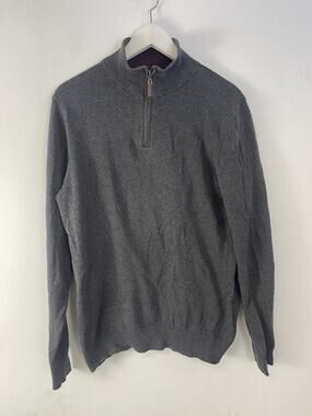 GRAYSON & DUNN Sweater Mens Medium Gray Pullover Quarter Zip Shirt N35
